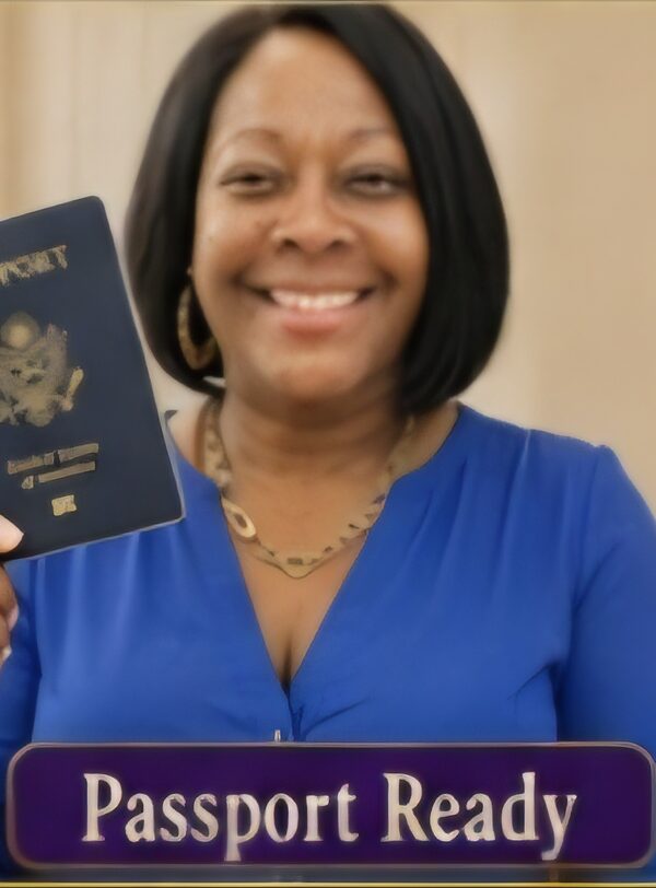 Gen X woman holding a passport and getting ready for a solo travel adventure.